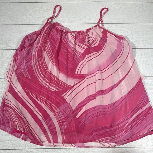 New York & Company Pink and White Spaghetti Strap Shirt Size Medium - Picture 7 of 7